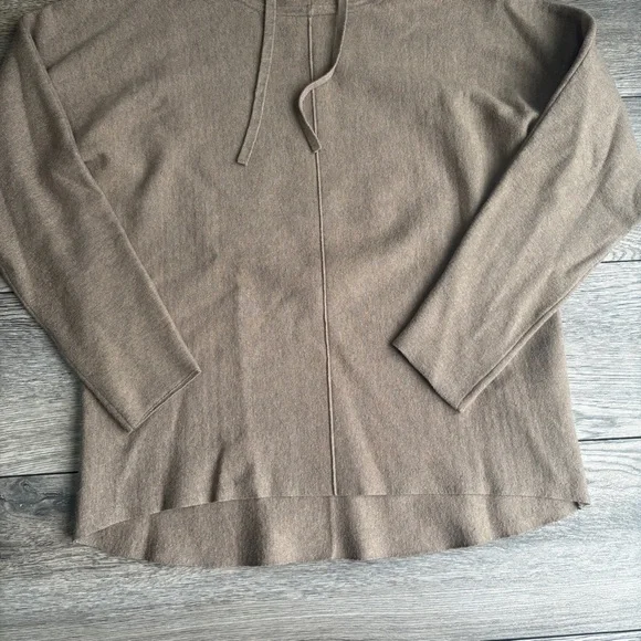 Women’s Quince Eco-Knit Milano Stitch Pullover Hoodie Sweater Taupe Brown Sz M - Picture 3 of 10